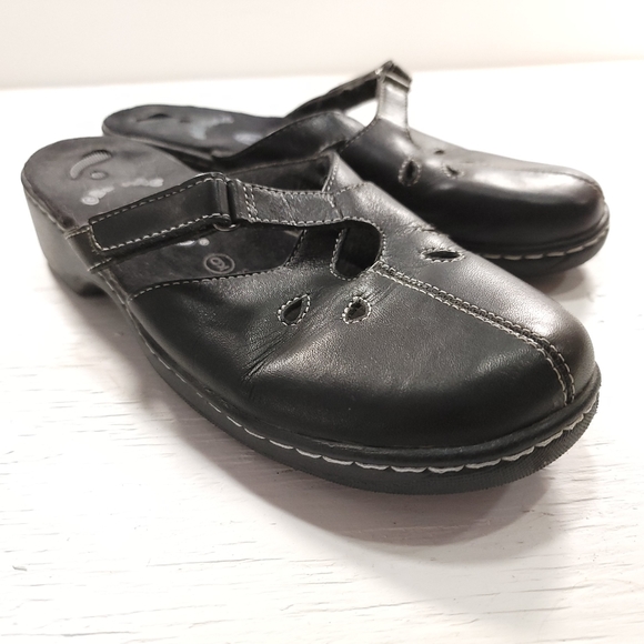 Dr. Scholl's Shoes Dr Scholls Margo Slip On Mule Shoe Clog Sandal Womans Sz 9 Black Leather